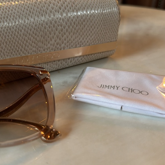 NWOT Jimmy Choo Sunglasses with Case and Branded Lens Cleaning Cloth - Picture 9 of 15